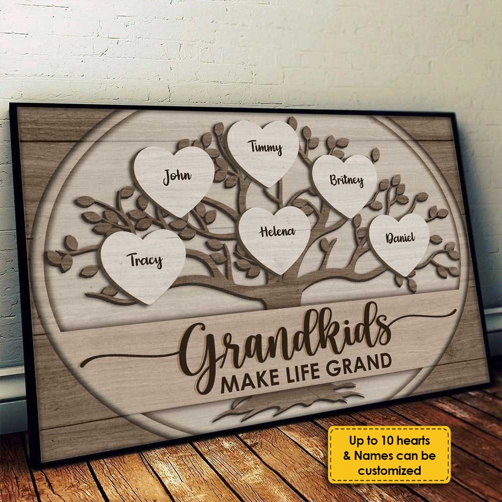 Mes petits-enfants rendent ma vie merveilleuse - Affiche horizontale personnalisée - Cadeau pour grands-parents