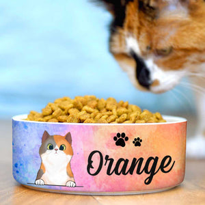 Galaxy Watercolor, Gift For Cat Lovers - Personalized Custom Cat Bowls.
