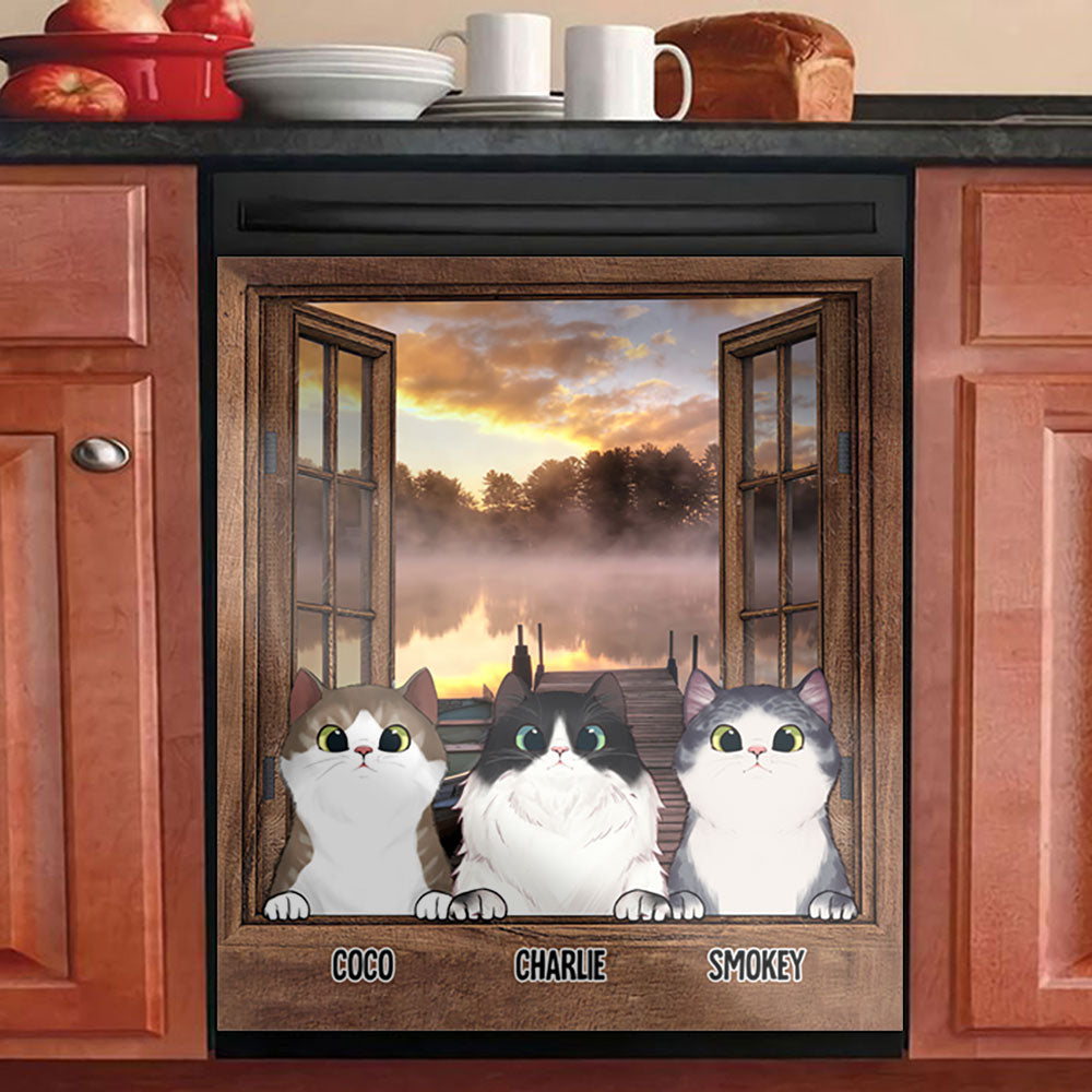Cats By The Window - Personalized Dishwasher Cover.