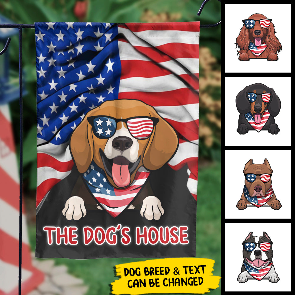 American Dog's House - 4th Of July Decoration - Personalized Dog Flag.