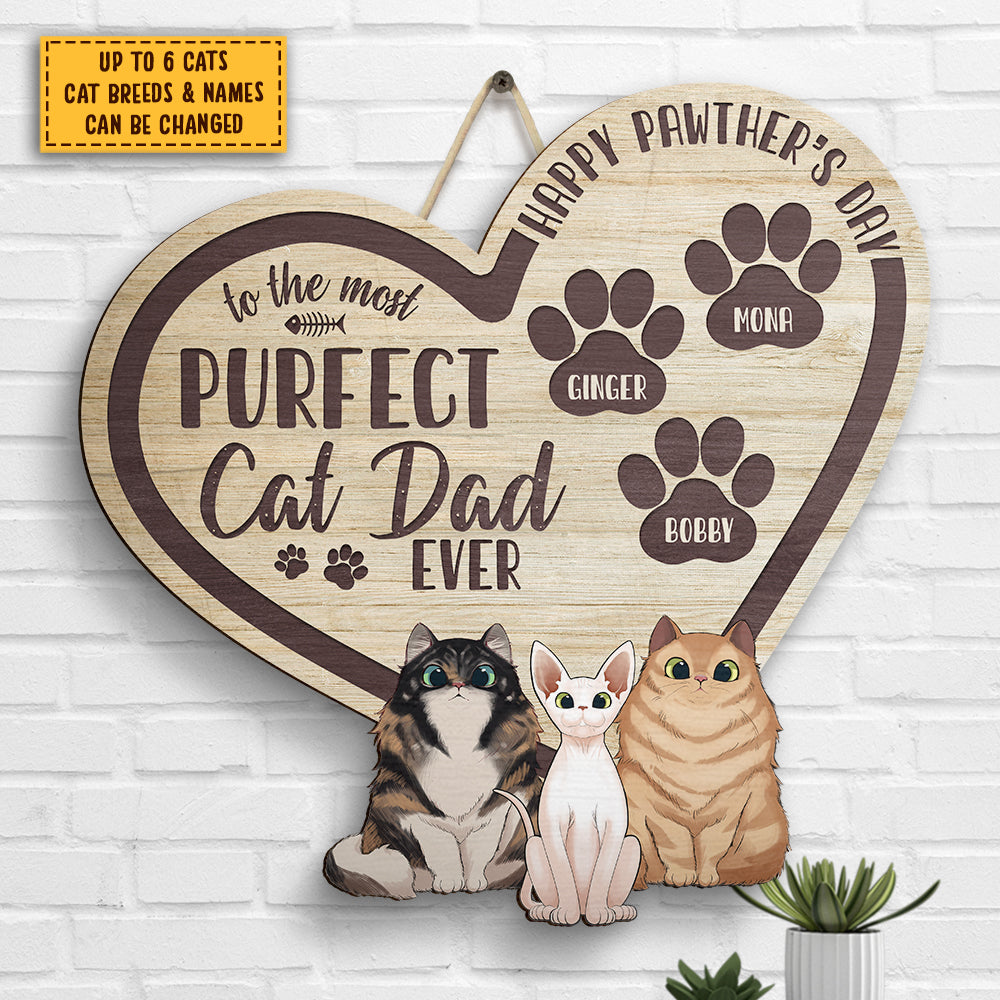 Papa chat parfait - Panneau en bois personnalisé - Cadeau pour papa, cadeau pour la fête des pères