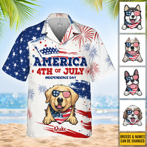 Joyeux Jour de l'Indépendance - T-shirt hawaïen personnalisé - Cadeau pour papa, cadeau pour amoureux des animaux