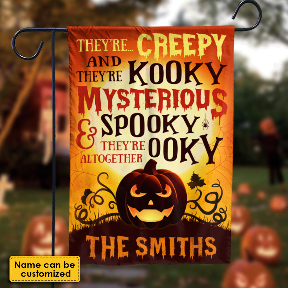 There're Creepy And There're Kooky - Personalized Funny Cat Flag, Halloween Ideas..