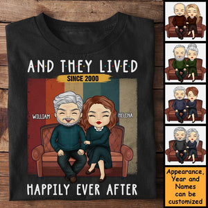 Et ils vécurent heureux pour toujours - T-shirt unisexe personnalisé, sweat à capuche, sweat-shirt - Cadeau pour couple, mari, femme, anniversaire, fiançailles, mariage, cadeau de mariage