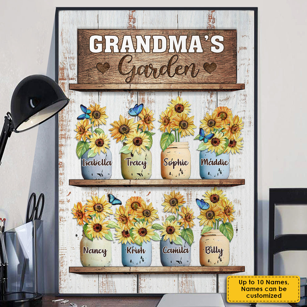 Grandma's Sunflower Garden - Personalized Vertical Poster.