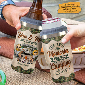 Couple de camping et chiens sympas - Glacière personnalisée - Cadeau pour couples, cadeau pour les amateurs de camping