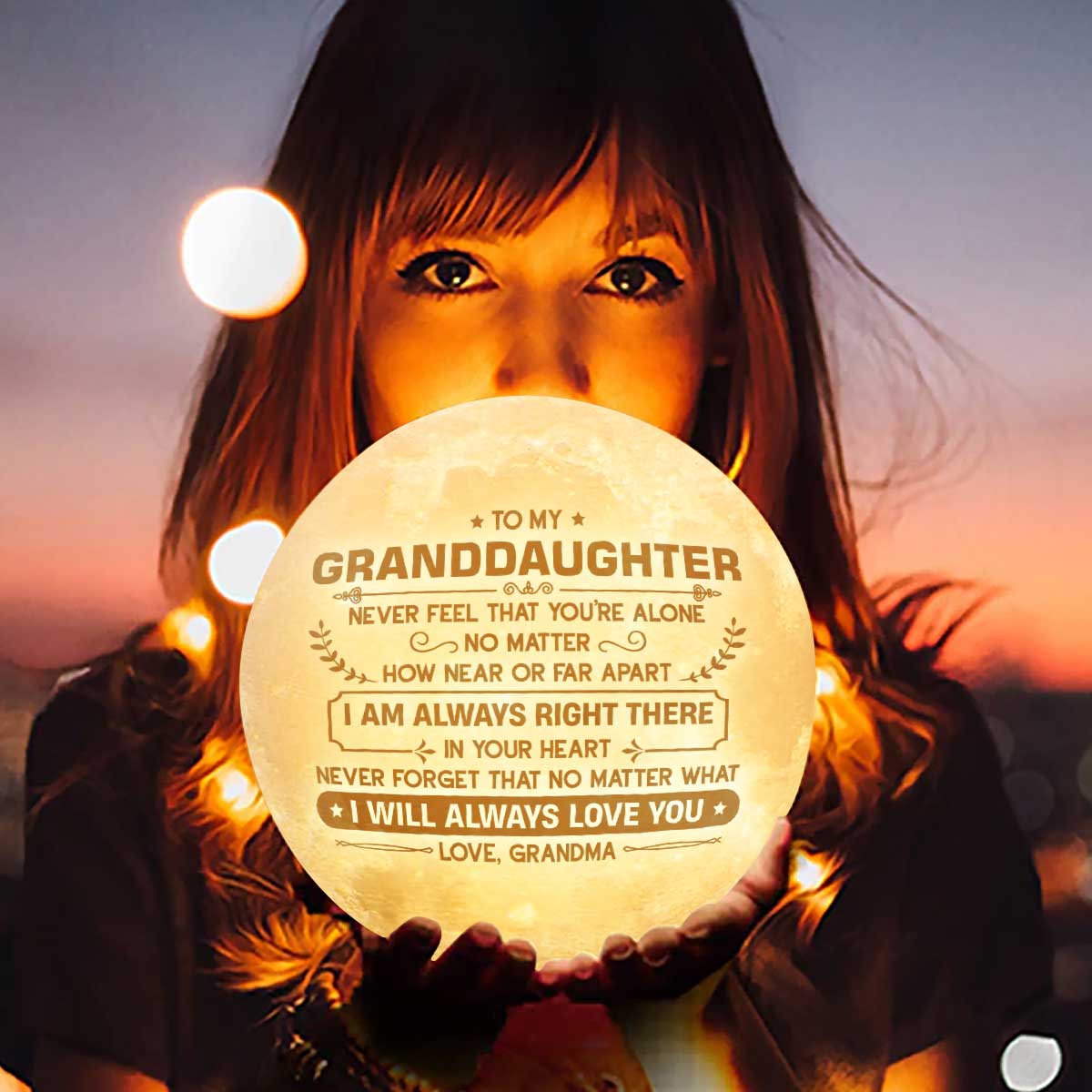 Ne vous sentez jamais seul - Lampe lunaire - À ma petite-fille, cadeau pour petite-fille, cadeau de grand-mère pour petite-fille, cadeau d'anniversaire pour petite-fille, cadeau de Noël