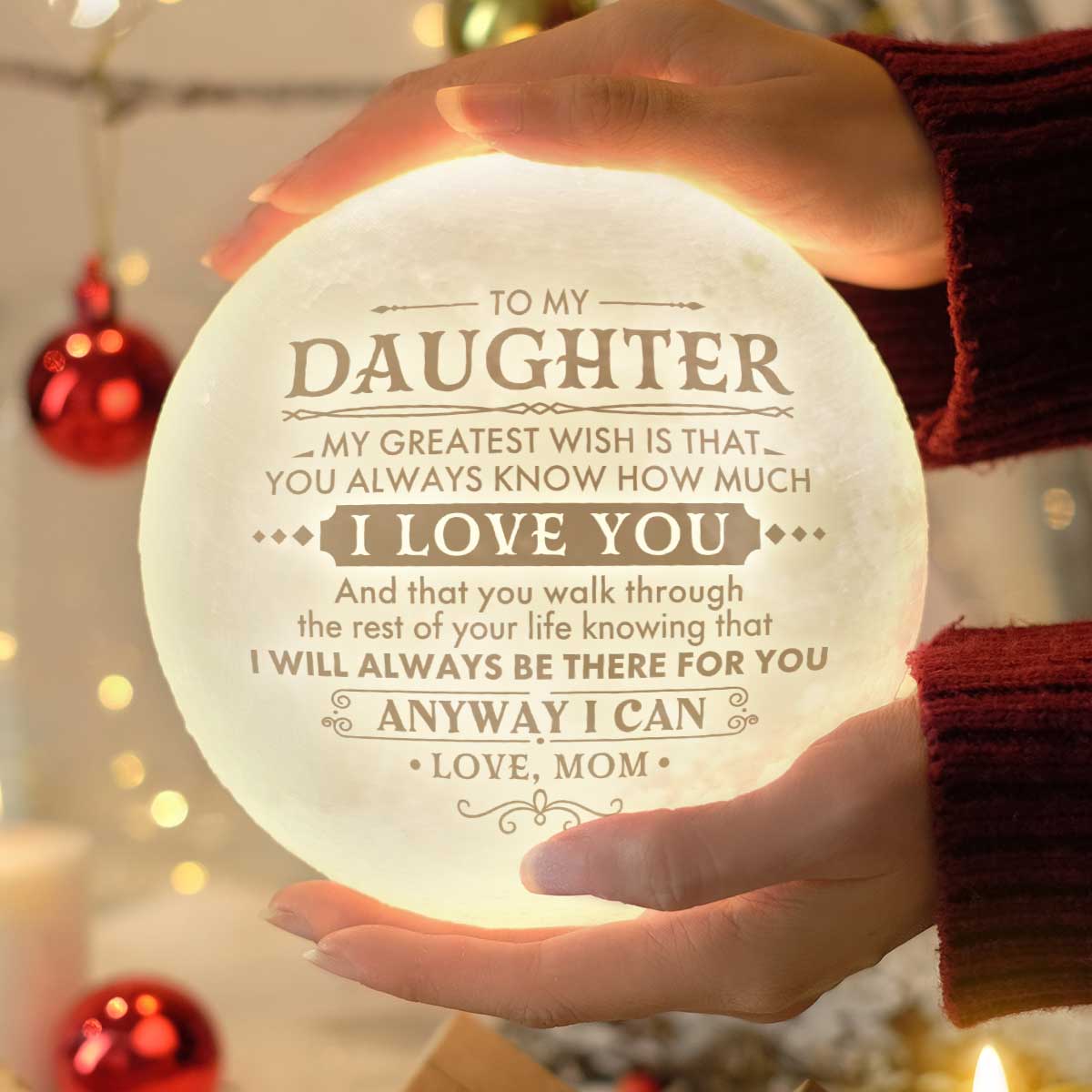 Mon plus grand souhait - Lampe lunaire - Pour ma fille, cadeau pour fille, cadeau de maman pour fille, cadeau d'anniversaire pour fille, cadeau de Noël