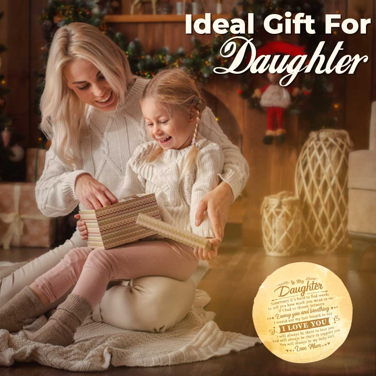 Lampe Lune - Cadeau pour ma fille, Cadeau pour ma fille, Cadeau maman pour ma fille, Cadeau d'anniversaire pour ma fille, Cadeau de Noël