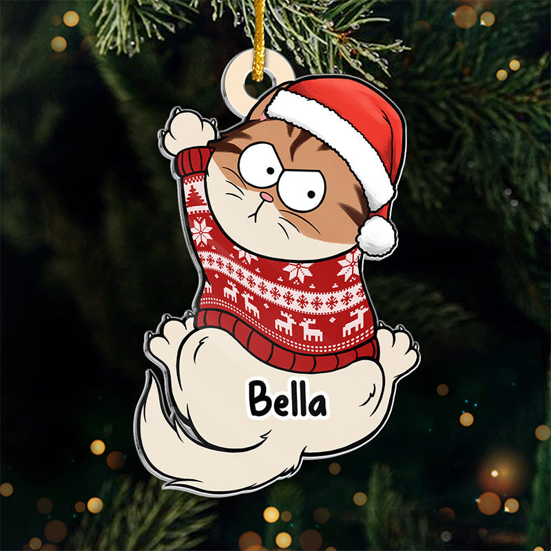 Chat dans l'esprit des fêtes - Ornement personnalisé en acrylique - Forme personnalisée - Cadeau de Noël pour les propriétaires et les amoureux des animaux