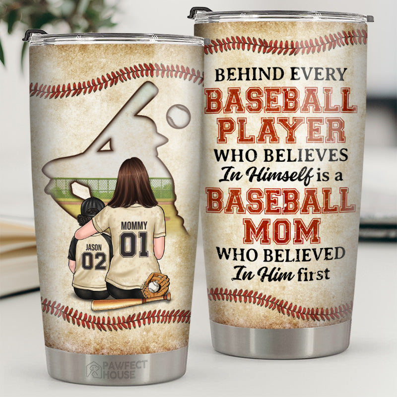 Derrière chaque joueur de baseball - Gobelet personnalisé pour la famille - Cadeau pour les membres de la famille