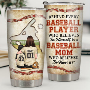 Derrière chaque joueur de baseball - Gobelet personnalisé pour la famille - Cadeau pour les membres de la famille
