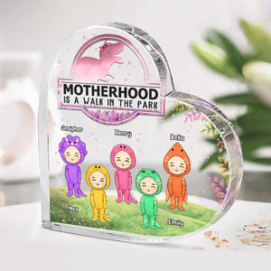 La maternité est une promenade dans le parc - Plaque acrylique personnalisée en forme de cœur pour la famille - Cadeau d'anniversaire pour maman