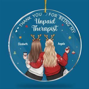 Merci d'être mes thérapeutes bénévoles - Décoration personnalisée Bestie - Forme ronde en acrylique - Cadeau de Noël pour meilleures amies, meilleures amies, sœurs