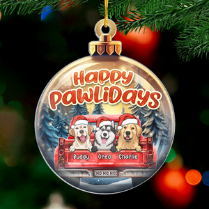 Joyeux Pawlidays Ho Ho Ho - Décoration personnalisée pour chien et chat - Forme personnalisée en acrylique - Cadeau de Noël pour propriétaires et amoureux des animaux