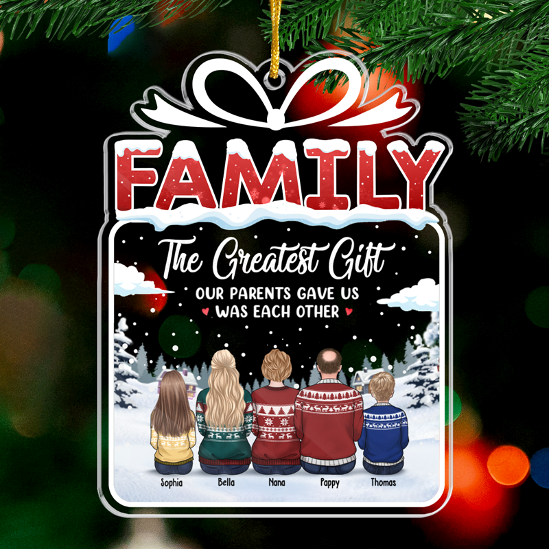 La famille, c'est l'amour - Décoration personnalisée pour la famille - Coffret cadeau en acrylique - Cadeau de Noël pour les membres de la famille