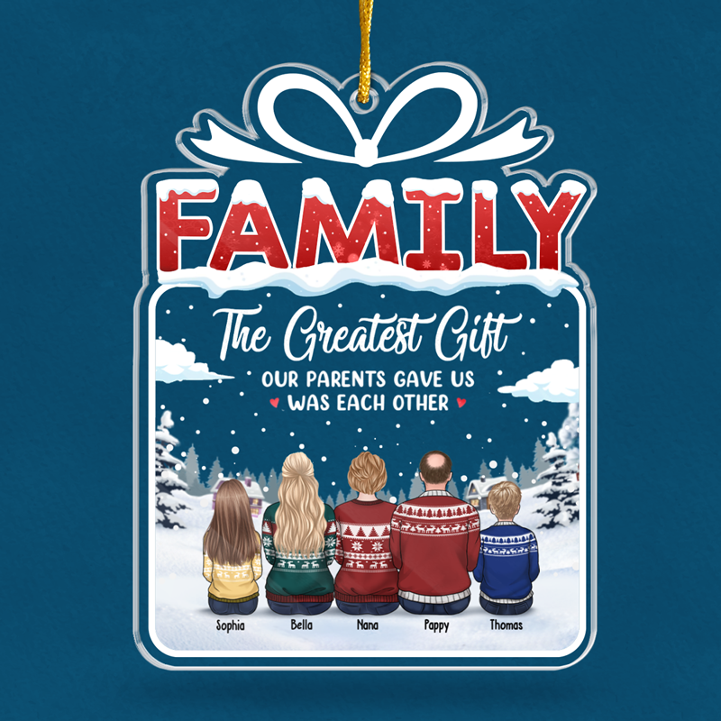 La famille, c'est l'amour - Décoration personnalisée pour la famille - Coffret cadeau en acrylique - Cadeau de Noël pour les membres de la famille