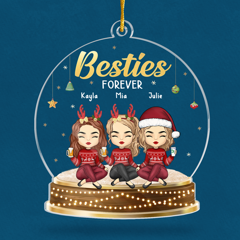 L'amitié, c'est un esprit dans deux corps - Décoration personnalisée pour meilleure amie - Boule à neige en acrylique - Cadeau de Noël pour meilleures amies, meilleures amies, sœurs