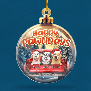 Joyeux Pawlidays Ho Ho Ho - Décoration personnalisée pour chien et chat - Forme personnalisée en acrylique - Cadeau de Noël pour propriétaires et amoureux des animaux
