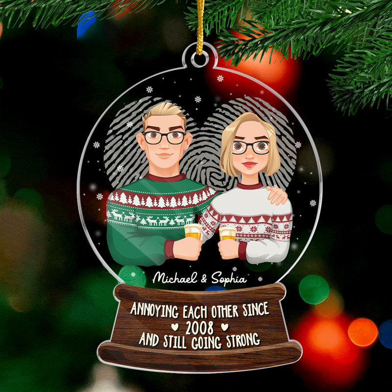 Joyeux Noël ! Décoration personnalisée pour couple en acrylique en forme de boule à neige. Cadeau de Noël pour mari et femme, anniversaire.