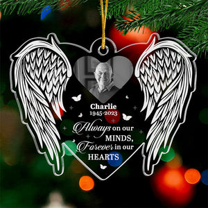 Photo personnalisée toujours présente dans nos esprits - Ornement commémoratif personnalisé - Forme personnalisée en acrylique - Cadeau de Noël, cadeau de condoléances pour les membres de la famille