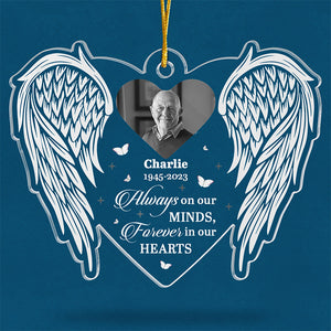 Photo personnalisée toujours présente dans nos esprits - Ornement commémoratif personnalisé - Forme personnalisée en acrylique - Cadeau de Noël, cadeau de condoléances pour les membres de la famille