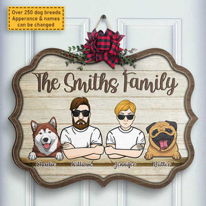 Welcome To Our Family - Gift For Dog Lovers - Personalized Shaped Door Sign.