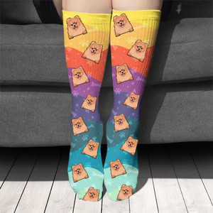 Ondulés colorés - Cadeau pour les amoureux des chiens - Chaussettes personnalisées
