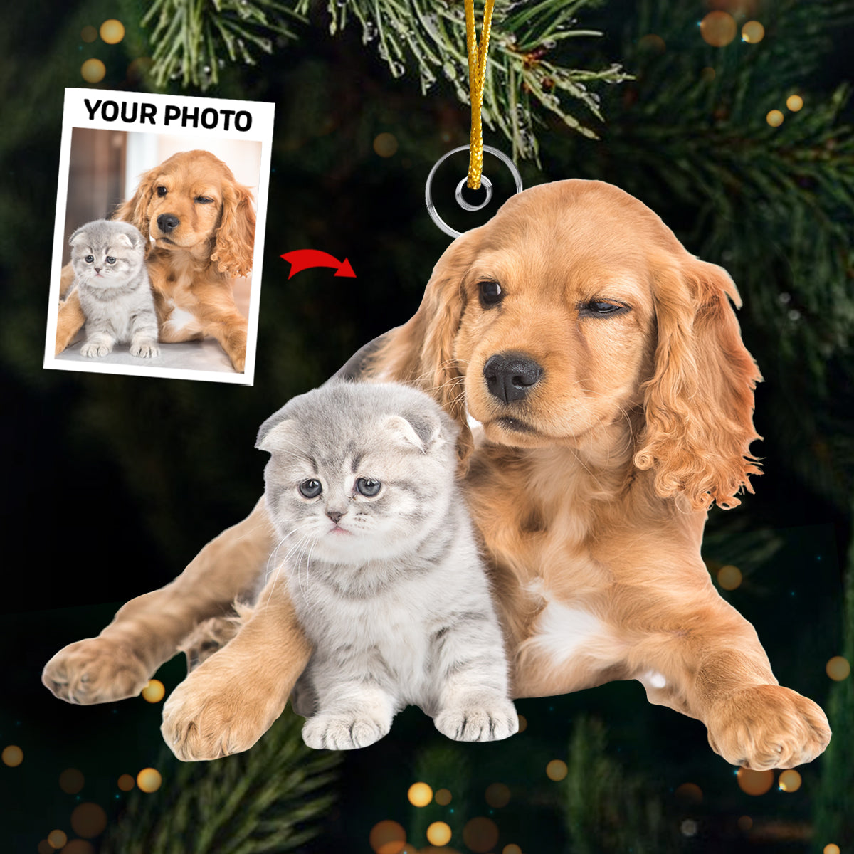 Custom Photo Christmas Gift From Santa - Dog & Cat Personalized Custom Ornament - Acrylic Custom Shaped - Christmas Gift For Pet Owners, Pet Lovers