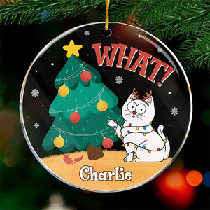 J'approuve cet arbre - Ornement personnalisé en forme de chat - Forme ronde en acrylique - Cadeau de Noël pour les propriétaires d'animaux et les amoureux des animaux