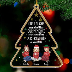 Not Sisters By Blood But Sisters By Heart - Bestie Personalized Custom Ornament - Acrylic Tree Shaped - Christmas Gift For Best Friends, BFF, Sisters