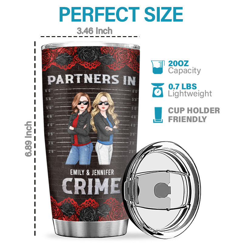 Partenaires de crime si on se fait prendre - Gobelet personnalisé Bestie - Cadeau pour meilleures amies, meilleures amies, sœurs
