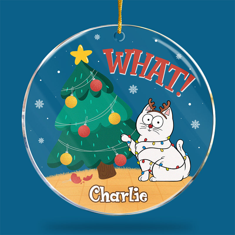 J'approuve cet arbre - Ornement personnalisé en forme de chat - Forme ronde en acrylique - Cadeau de Noël pour les propriétaires d'animaux et les amoureux des animaux
