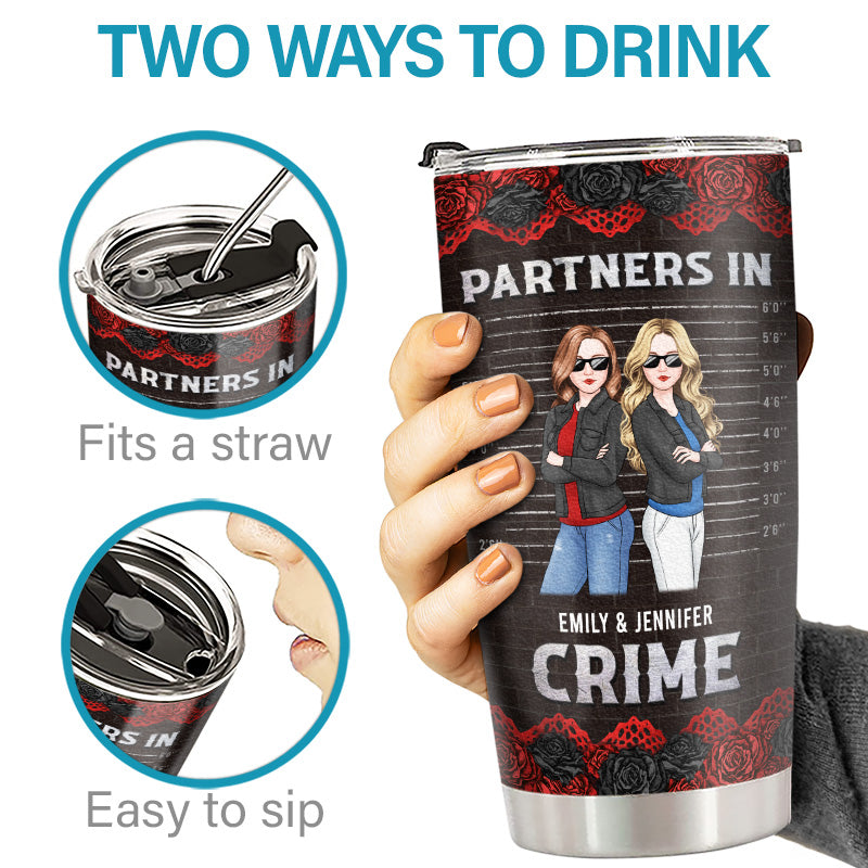 Partenaires de crime si on se fait prendre - Gobelet personnalisé Bestie - Cadeau pour meilleures amies, meilleures amies, sœurs